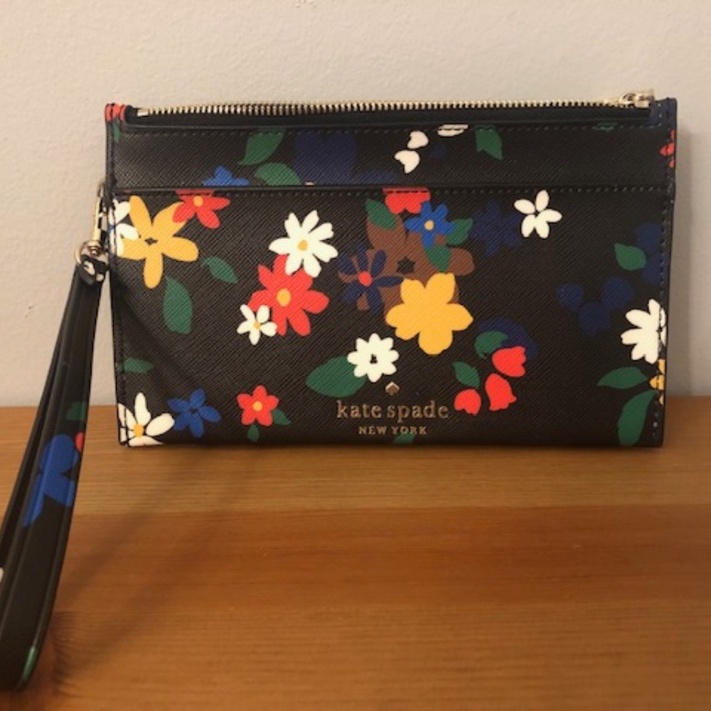 NWOT Kate Spade Medium Double Zip Floral Wristlet - Picture 1 of 4